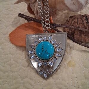 Turquoise and Silver Shield Necklace